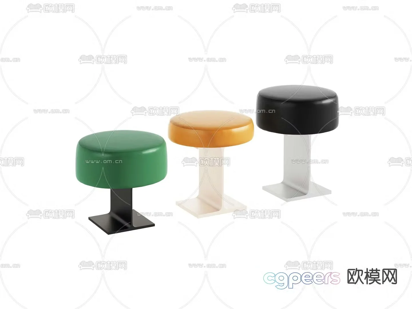 Modern low stool round stool stool 3d model