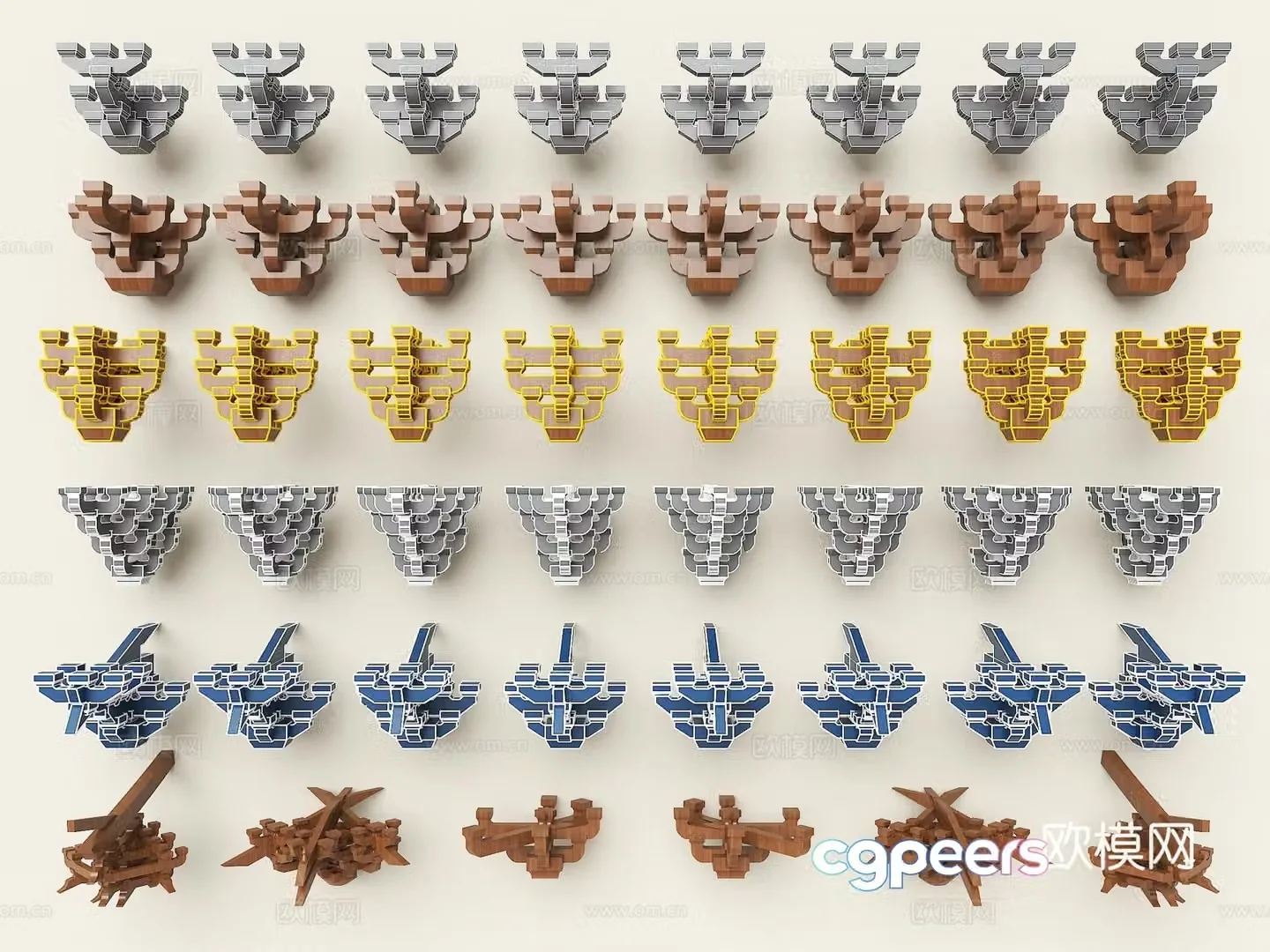 Chinese style bracket Chinese style corner arch Han Dynasty bracket Chinese style bowl arch ancient construction mortise and tenon bracket 3D model