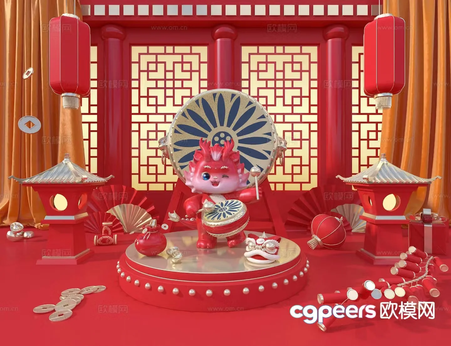 New Chinese style beauty display national trend beauty display 3D model