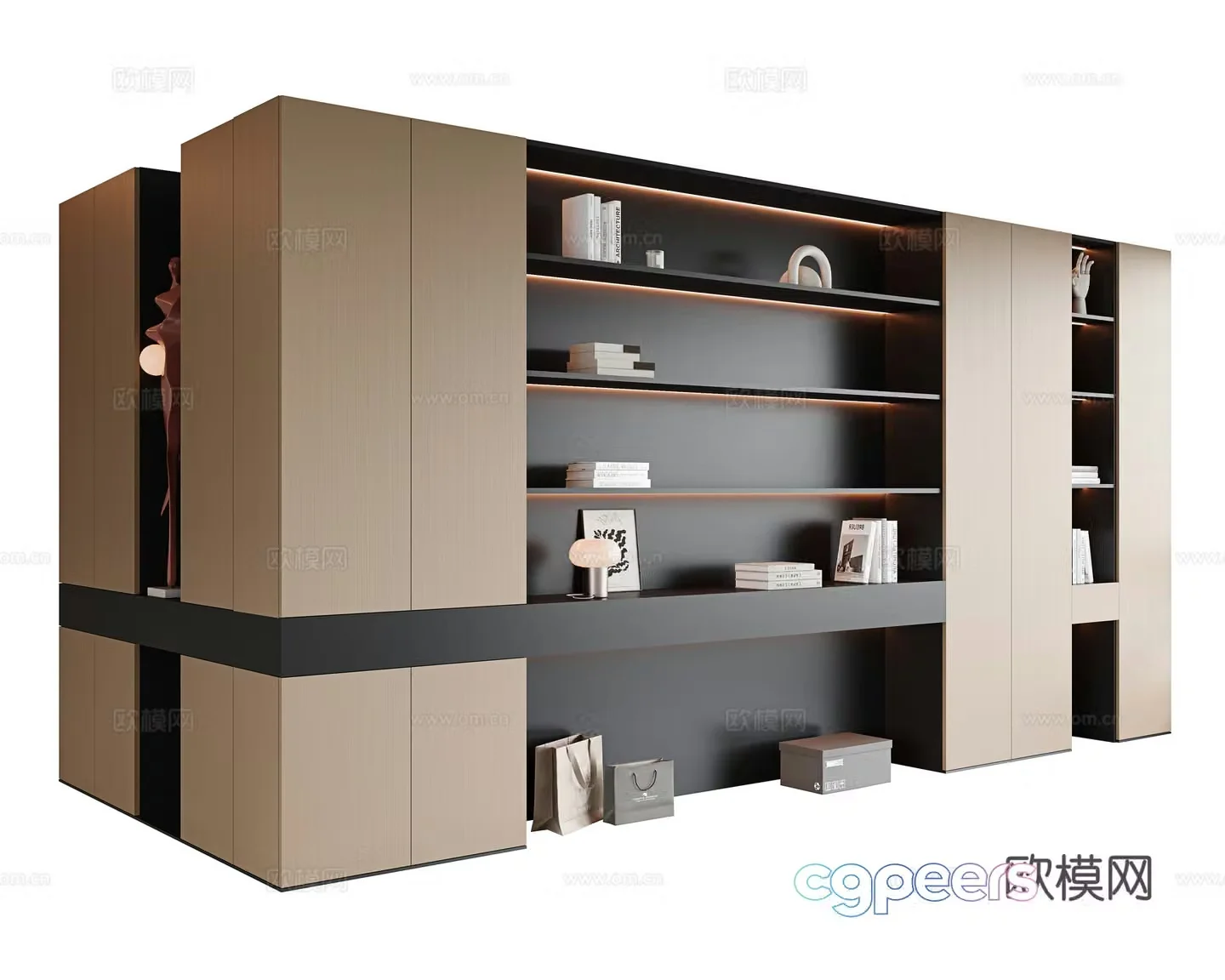 Italian modern decorative cabinet study bookcase living room decorative cabinet open bookcase office bookcase 3d model