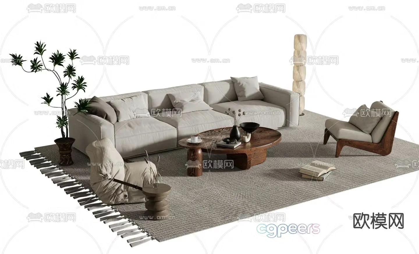 Wabi-sabi style sofa modular sofa 3d model