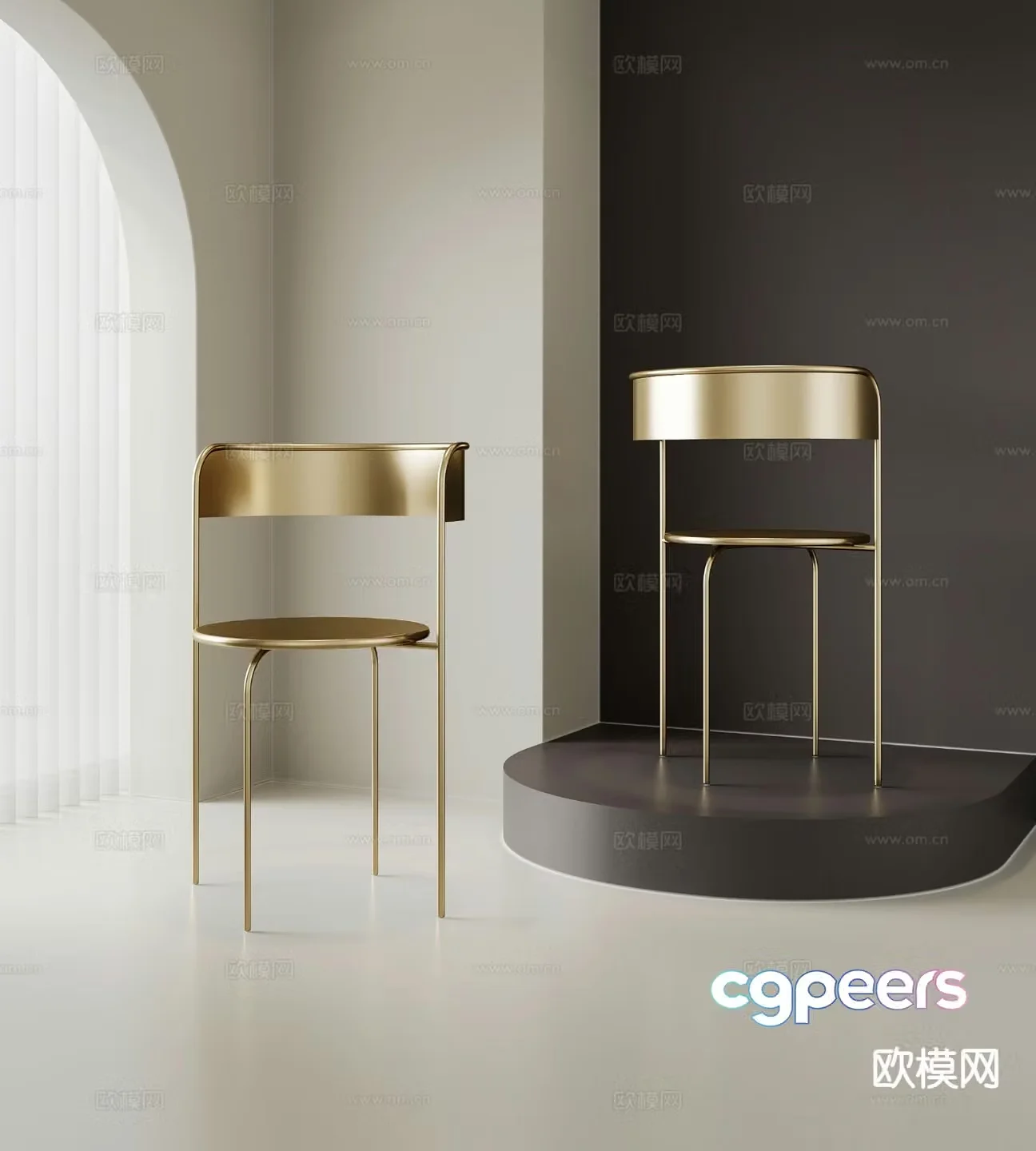 Light luxury chair dining chair single chair 3d model