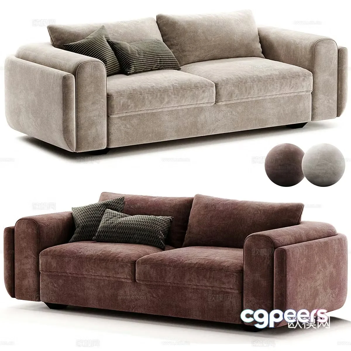 New Chinese style two-person casual sofa 3D model