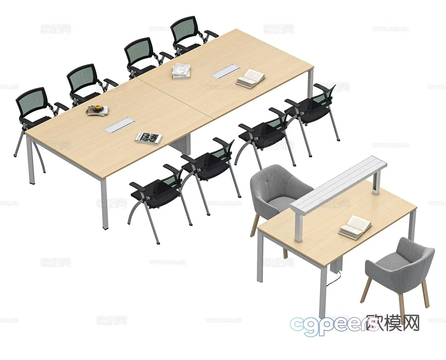 Modern office desk chair office desk reading table conference table negotiation table desk desk lamp reading 3D model