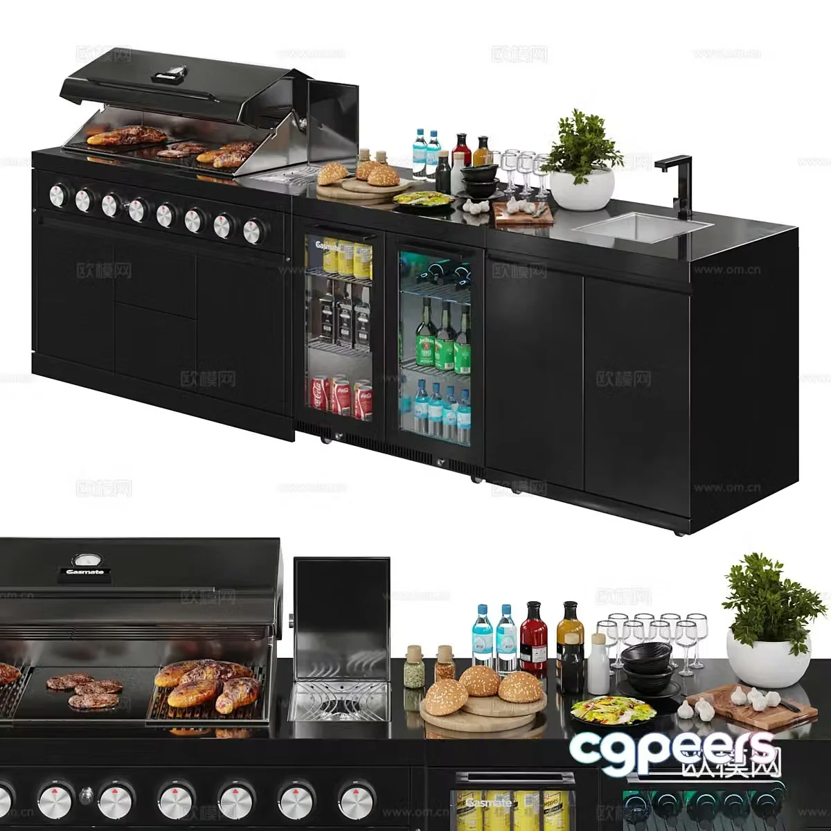 Modern outdoor barbecue oven 3d model