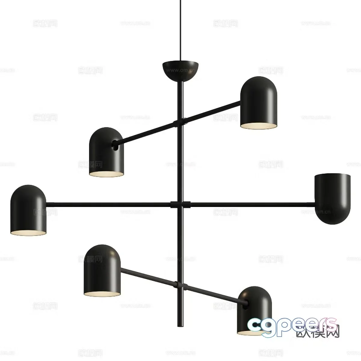 Modern multi-head chandelier 3d model