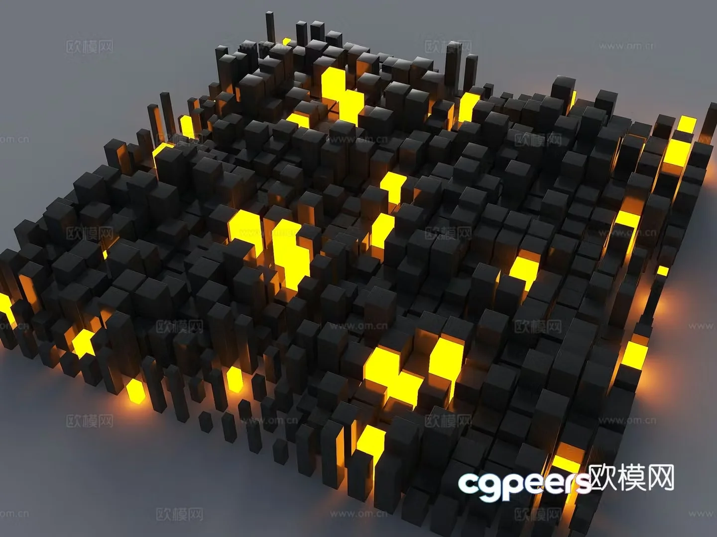 Technology sculpture Technology random blocks Luminous block splicing Block matrix Park sculpture Broad 3D model