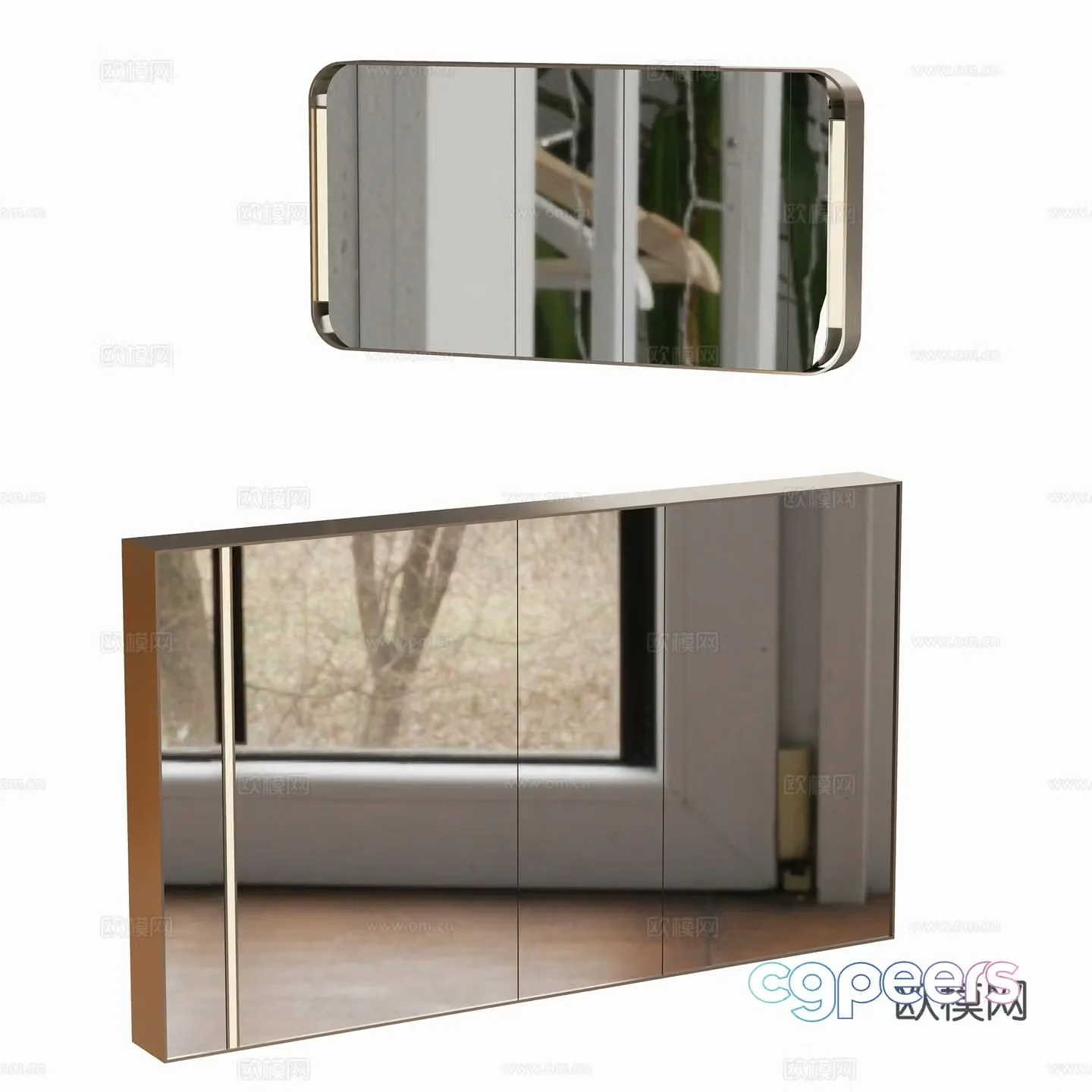 Modern bathroom mirror cabinet mirror 3d model