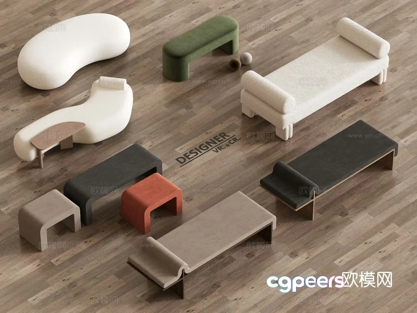 Modern stool sitting stool low stool 3d model