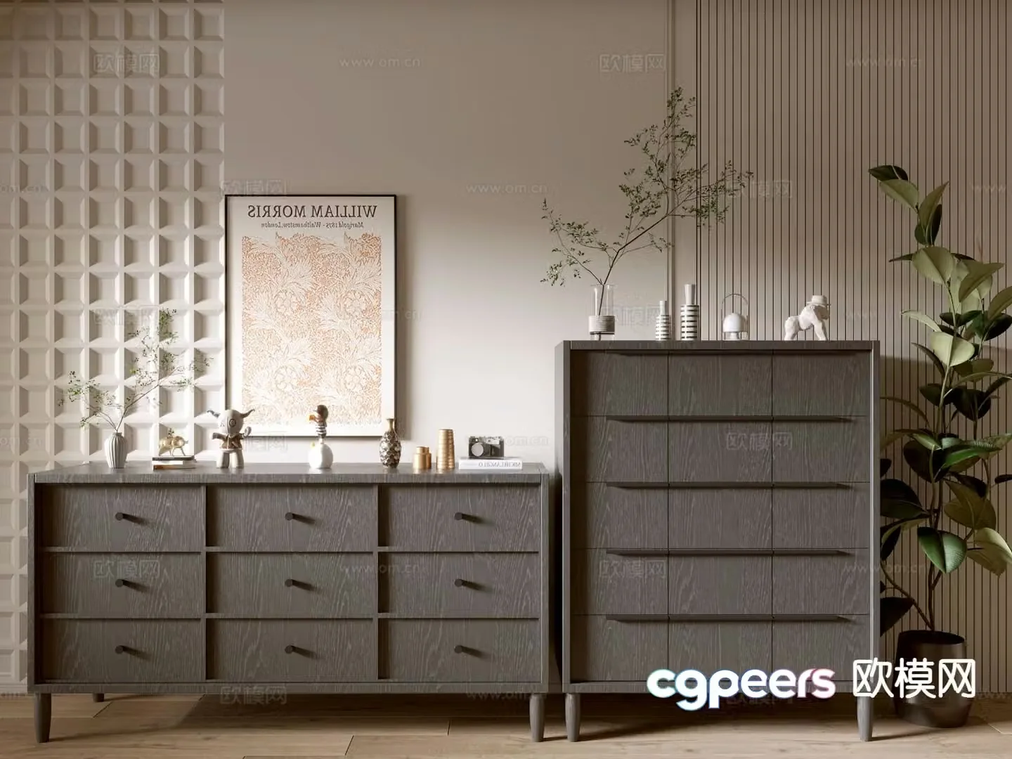 Modern side cabinet chest 3d model