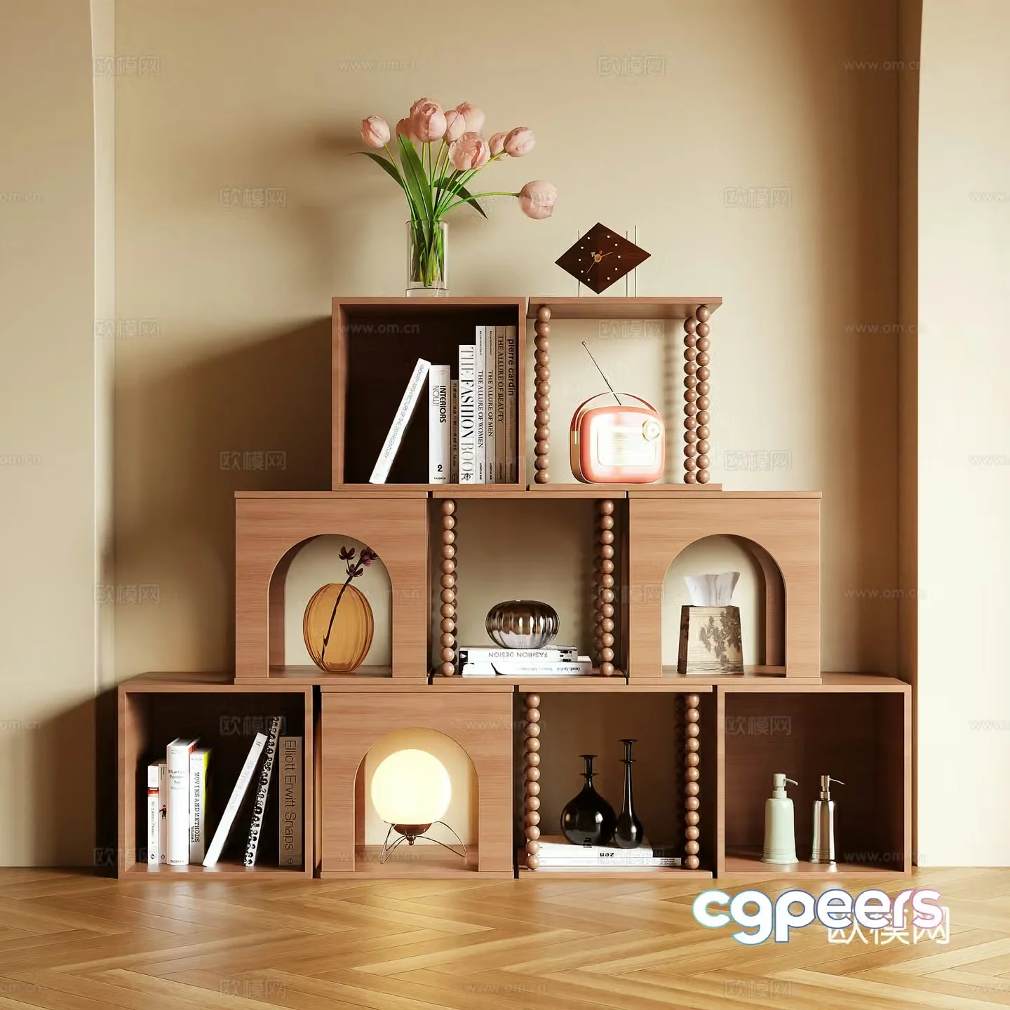 Log wind storage cabinet side cabinet combination cabinet 3d model