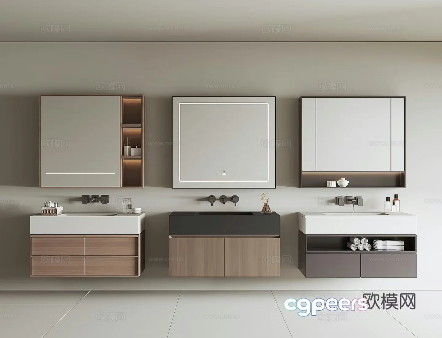 Modern bathroom cabinet sink 3d model