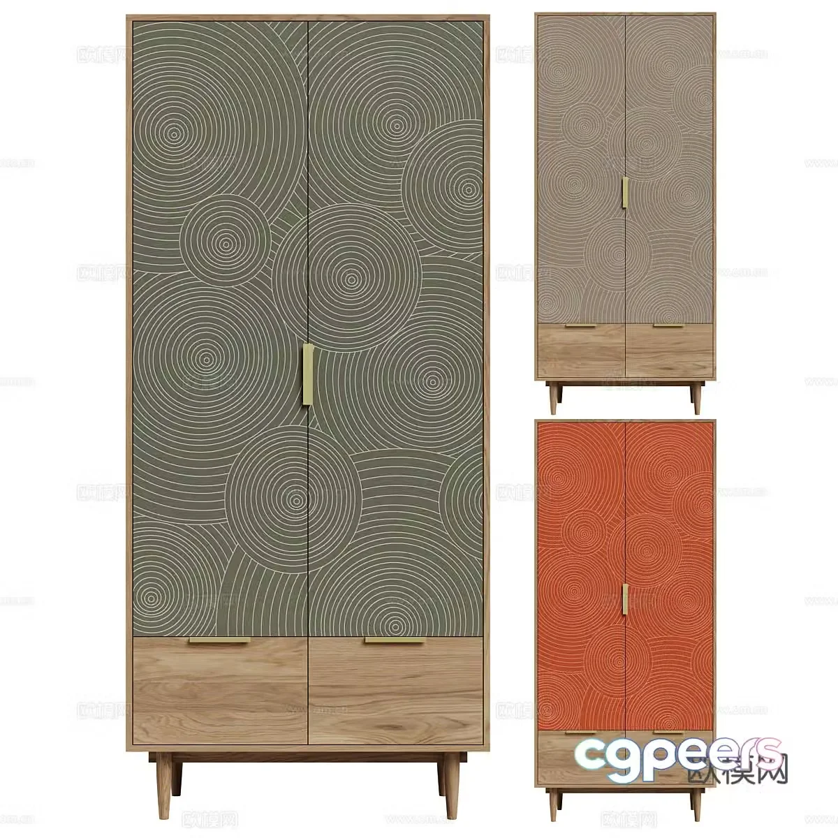 New Chinese style finished wardrobe 3D model