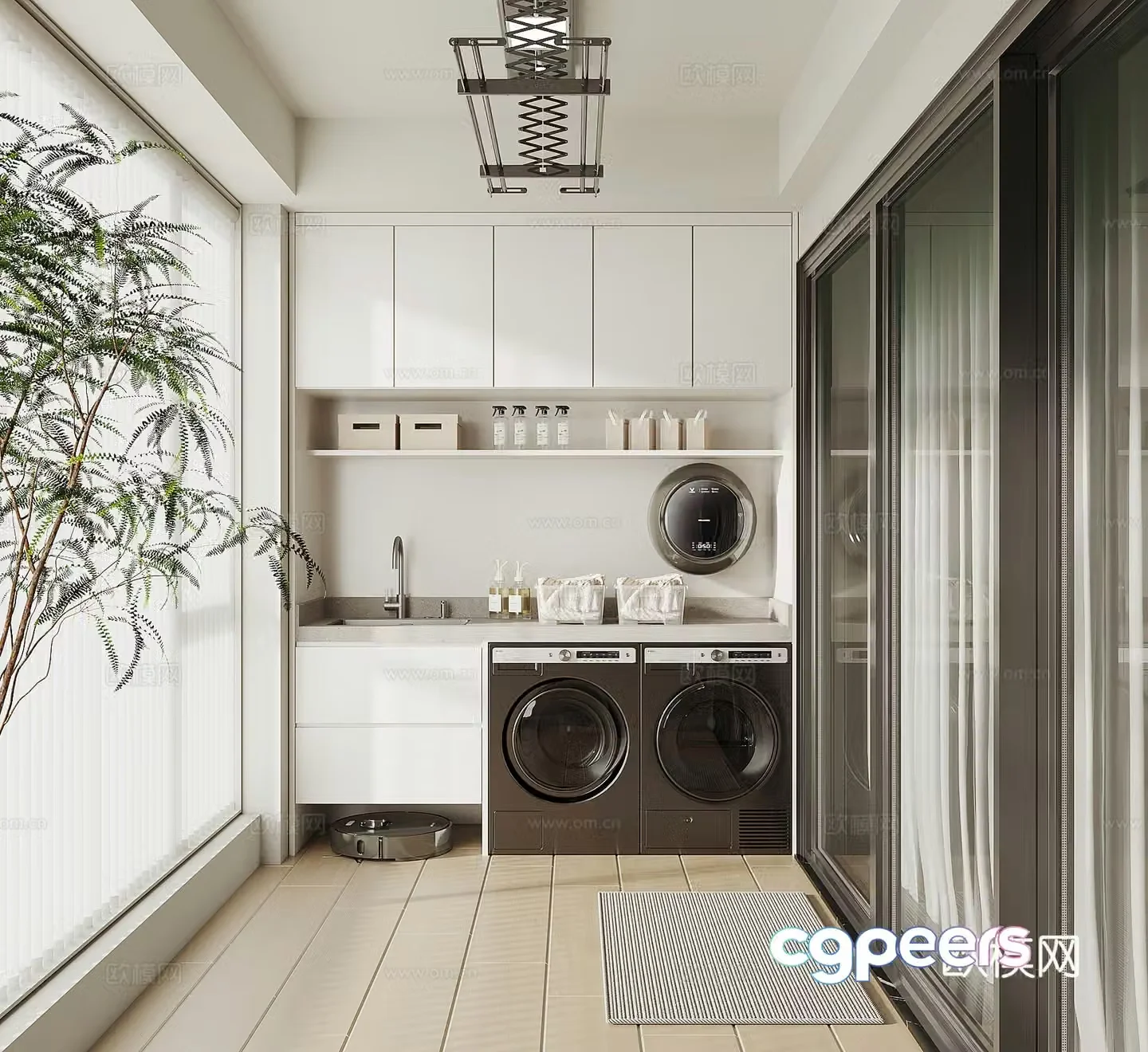 Modern living balcony 3d model