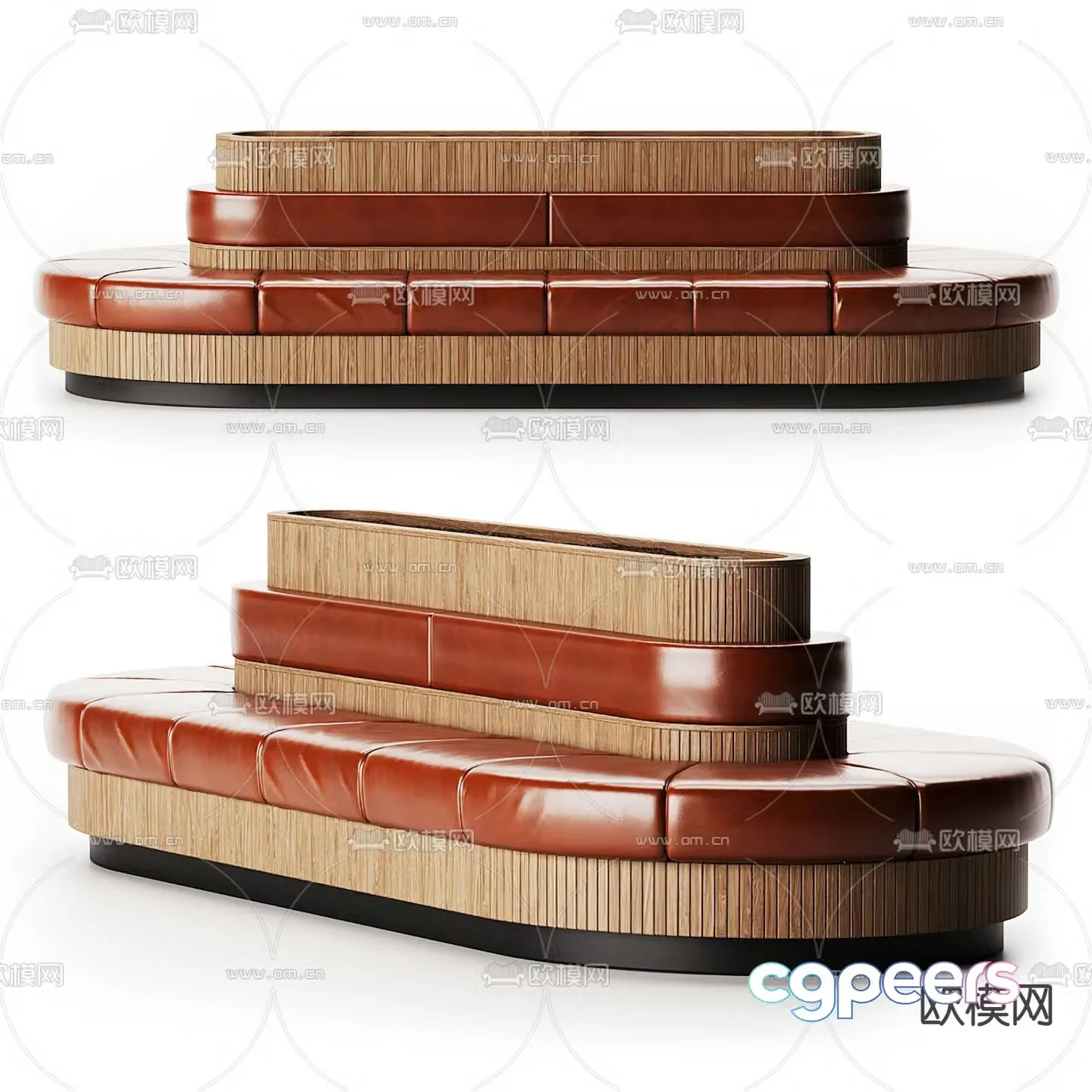 Oval public sofa lobby sofa 3d model