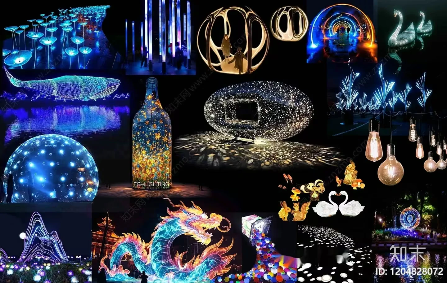 Abstract Light Installations 3D Model – 6352 – VRAY Render