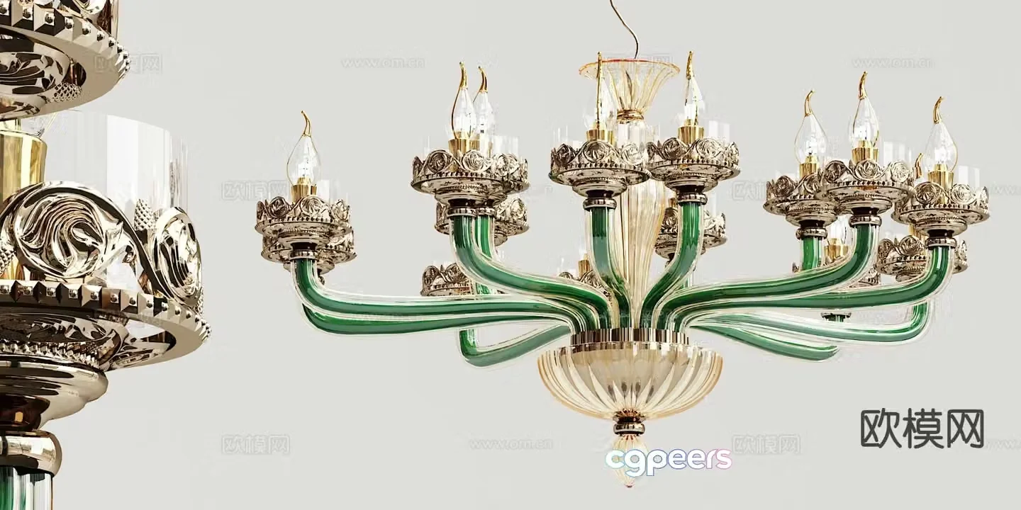 European classical chandelier multi-head chandelier 3D model