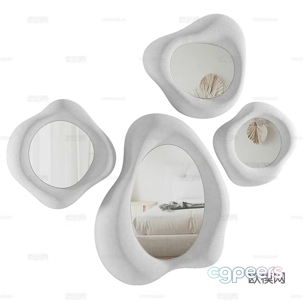 New Chinese style decorative mirror hanging mirror irregular mirror 3d model