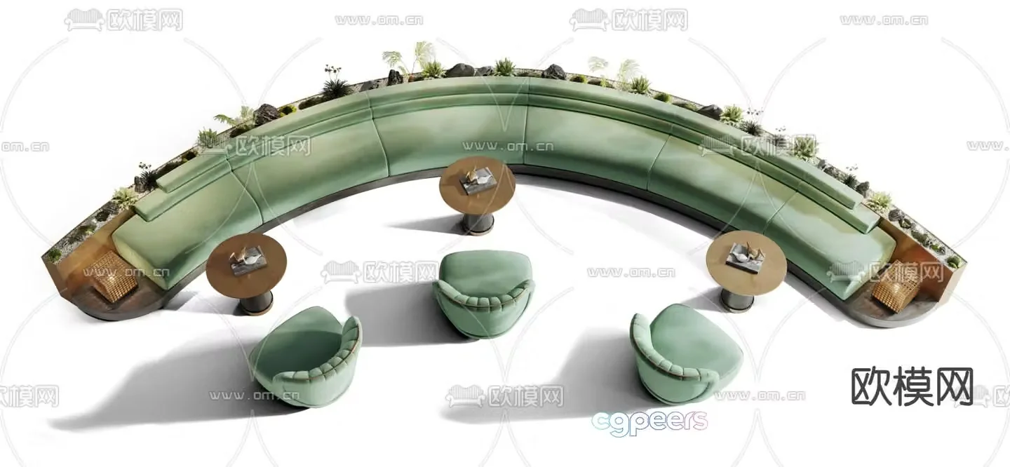 Office sofa lobby sofa public sofa 3d model