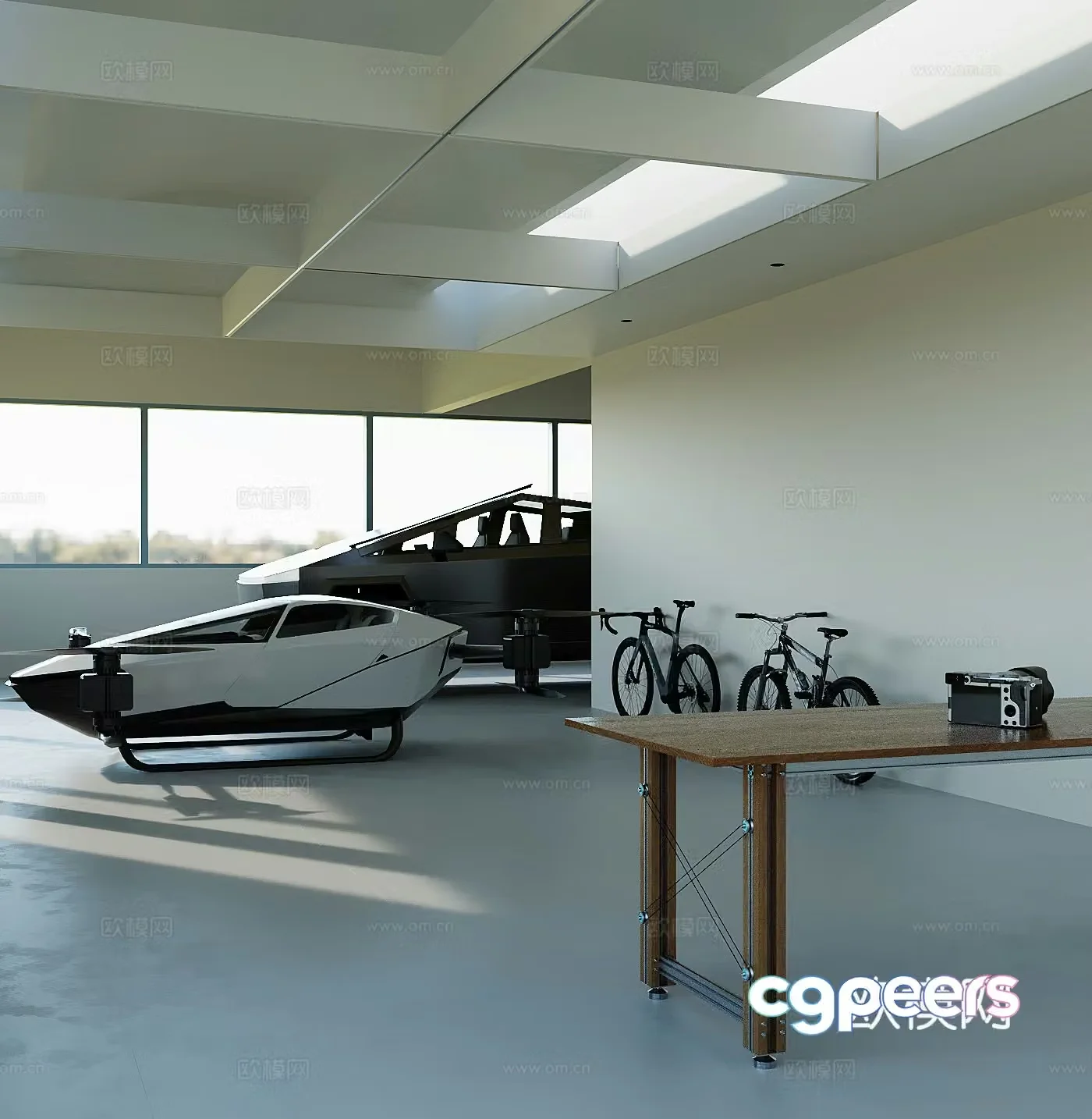 modern car garage 3d model