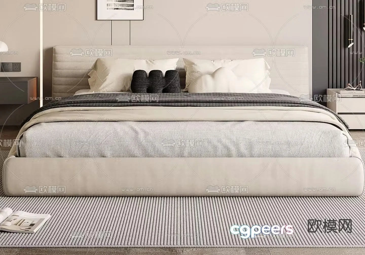 Modern double bed 3d model
