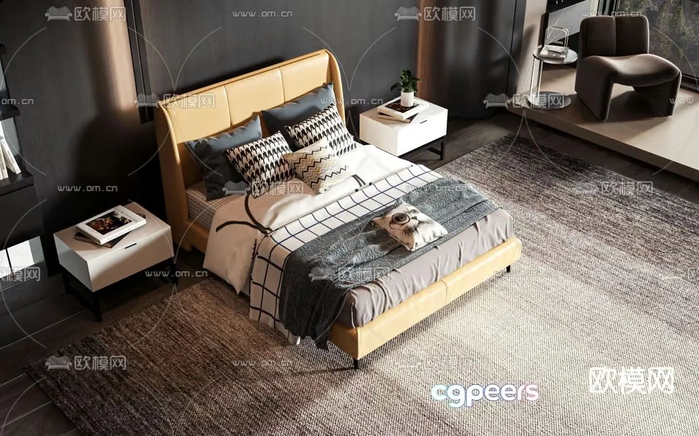 Nordic double bed 3d model