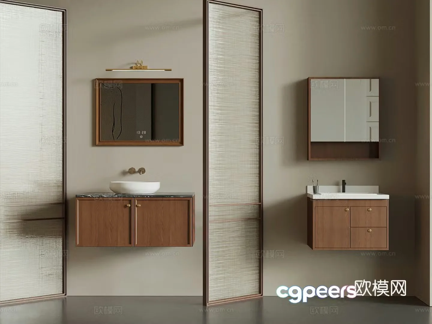 Bathroom cabinet New Chinese style bathroom cabinet Mirror 3D model