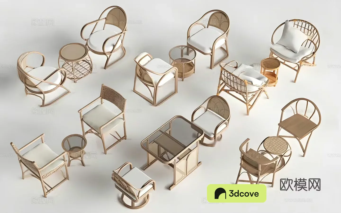 Nordic rattan outdoor leisure table and chair