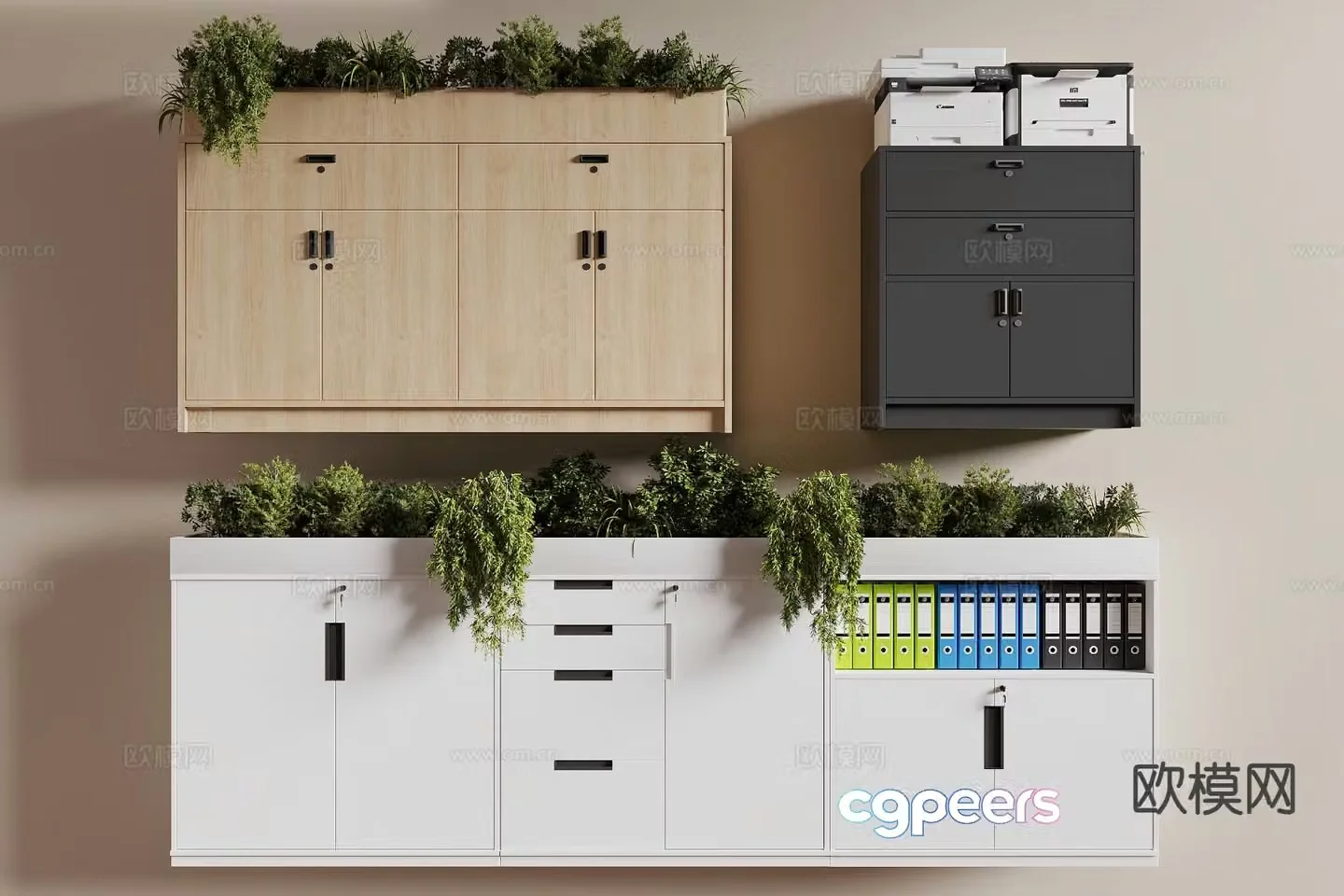 Modern office cabinet file cabinet 3d model