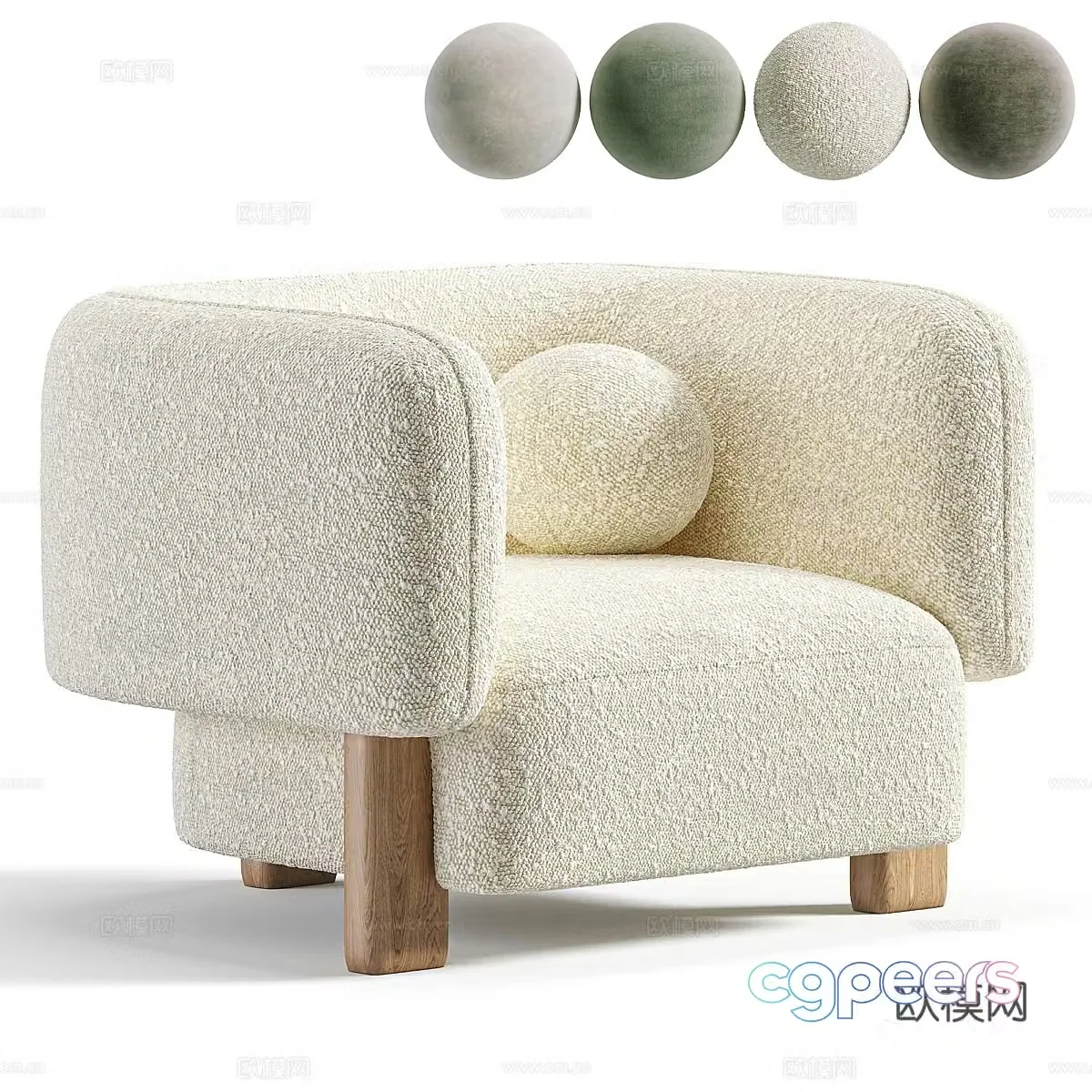 Modern Cream Style Arklow Armchair 3d Model
