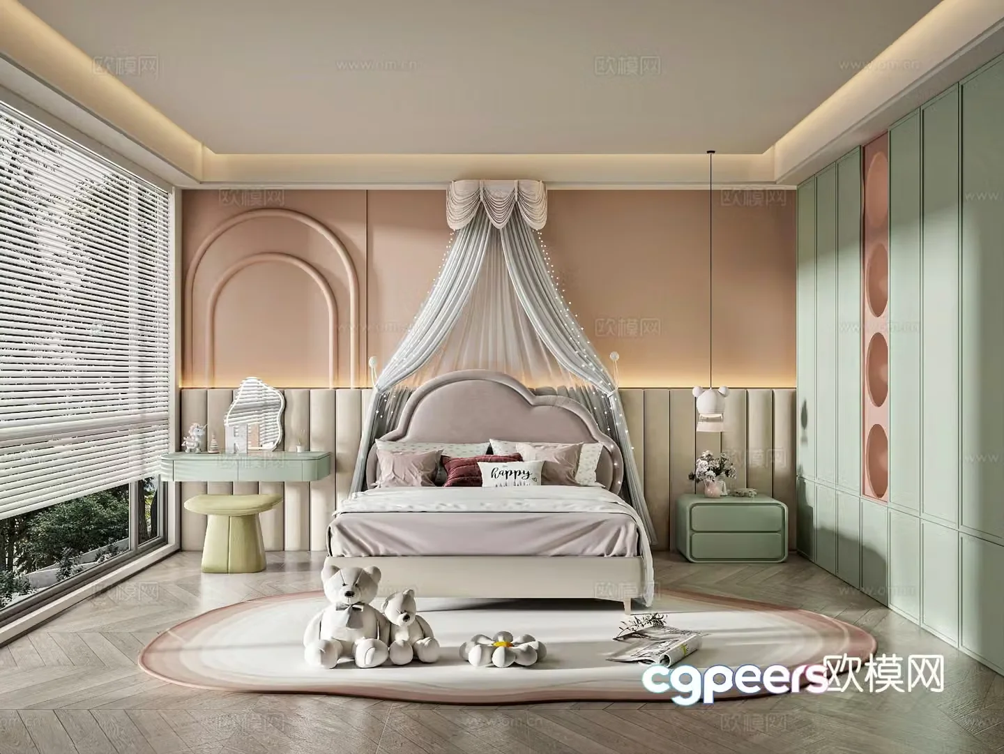 Cream style children’s room 3D model of children’s room