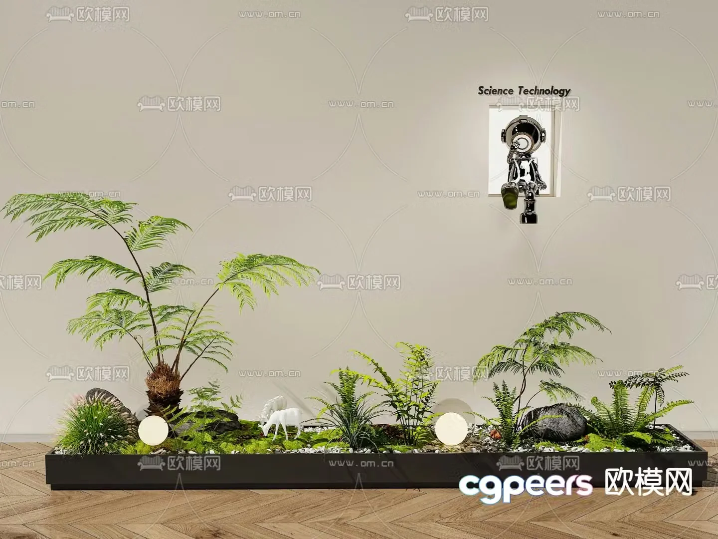 Indoor landscaping plant pile micro terrain 3d model