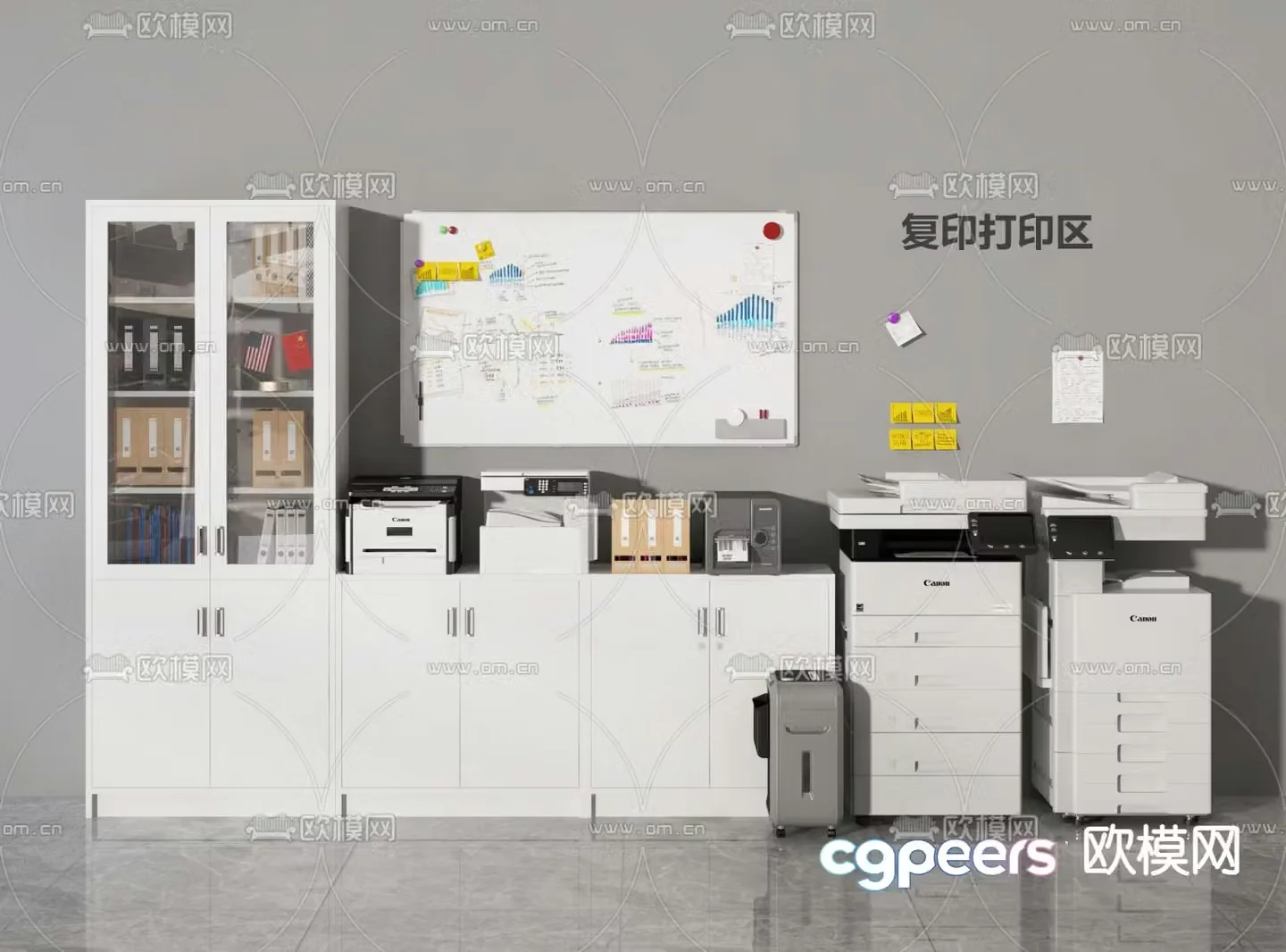 File cabinet copier printer 3d model