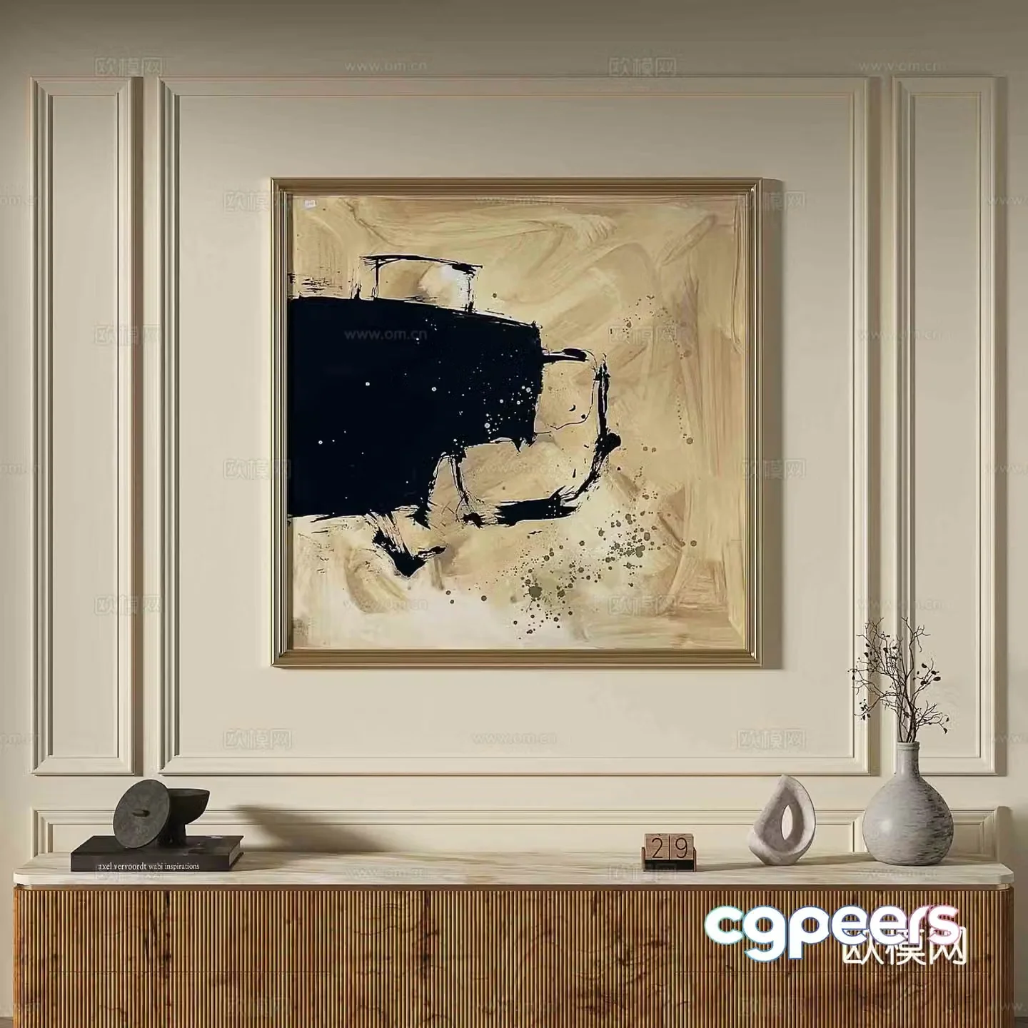 French abstract painting decorative painting 3d model