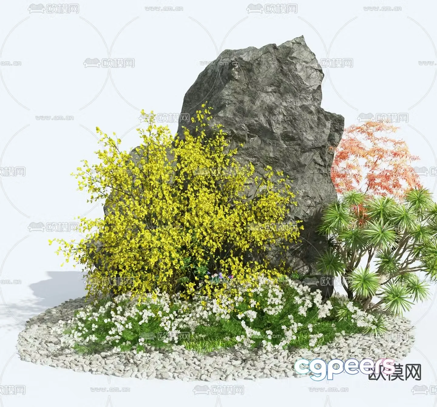 Rockery gardening sketch 3d model