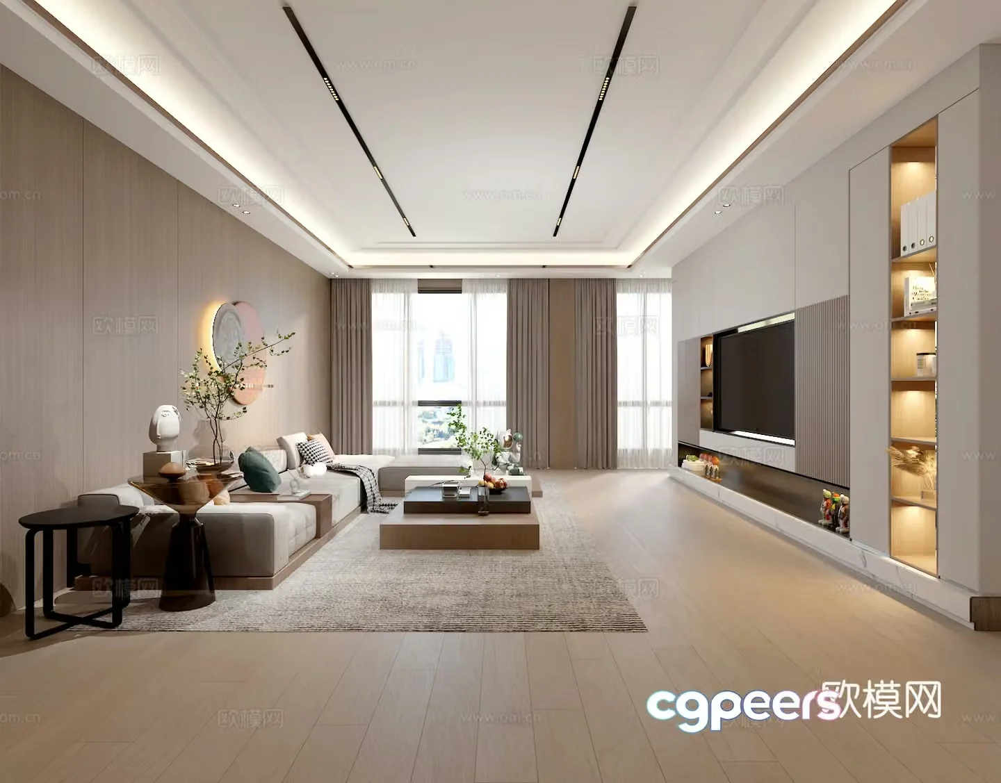 Modern living room bedroom 3d model