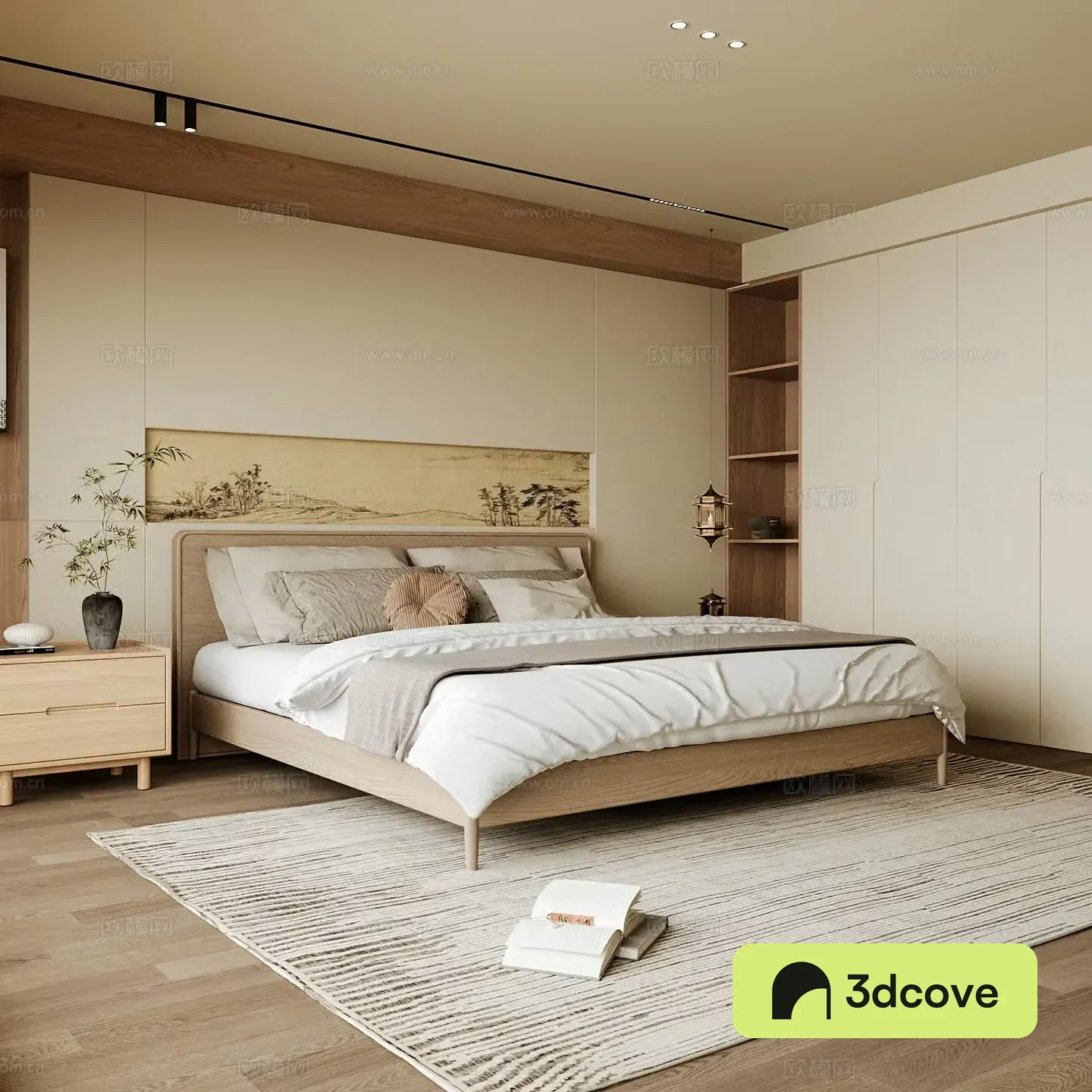New Chinese style home bedroom Song family aesthetic bedroom Song style bedroom New Chinese style double bed