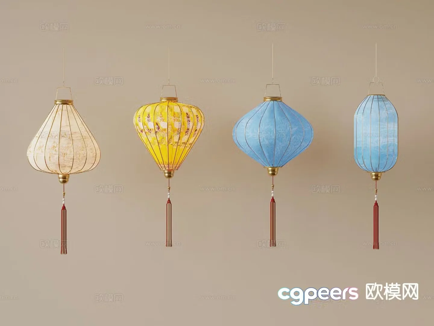New Chinese style decorative lamp antique lantern 3d model