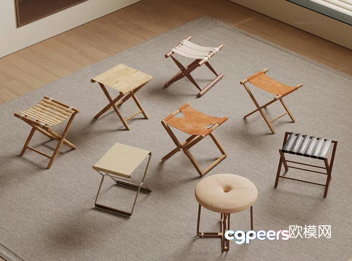 Other stools medieval stools benches chairs 3d model