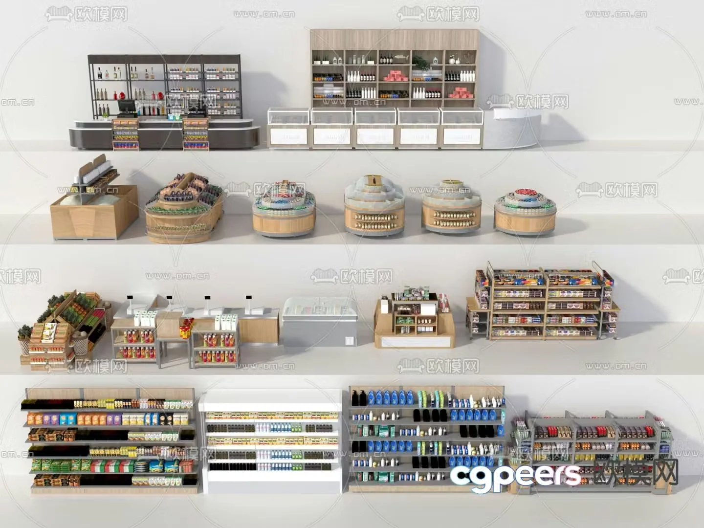 Supermarket shelves supermarket checkout 3d model