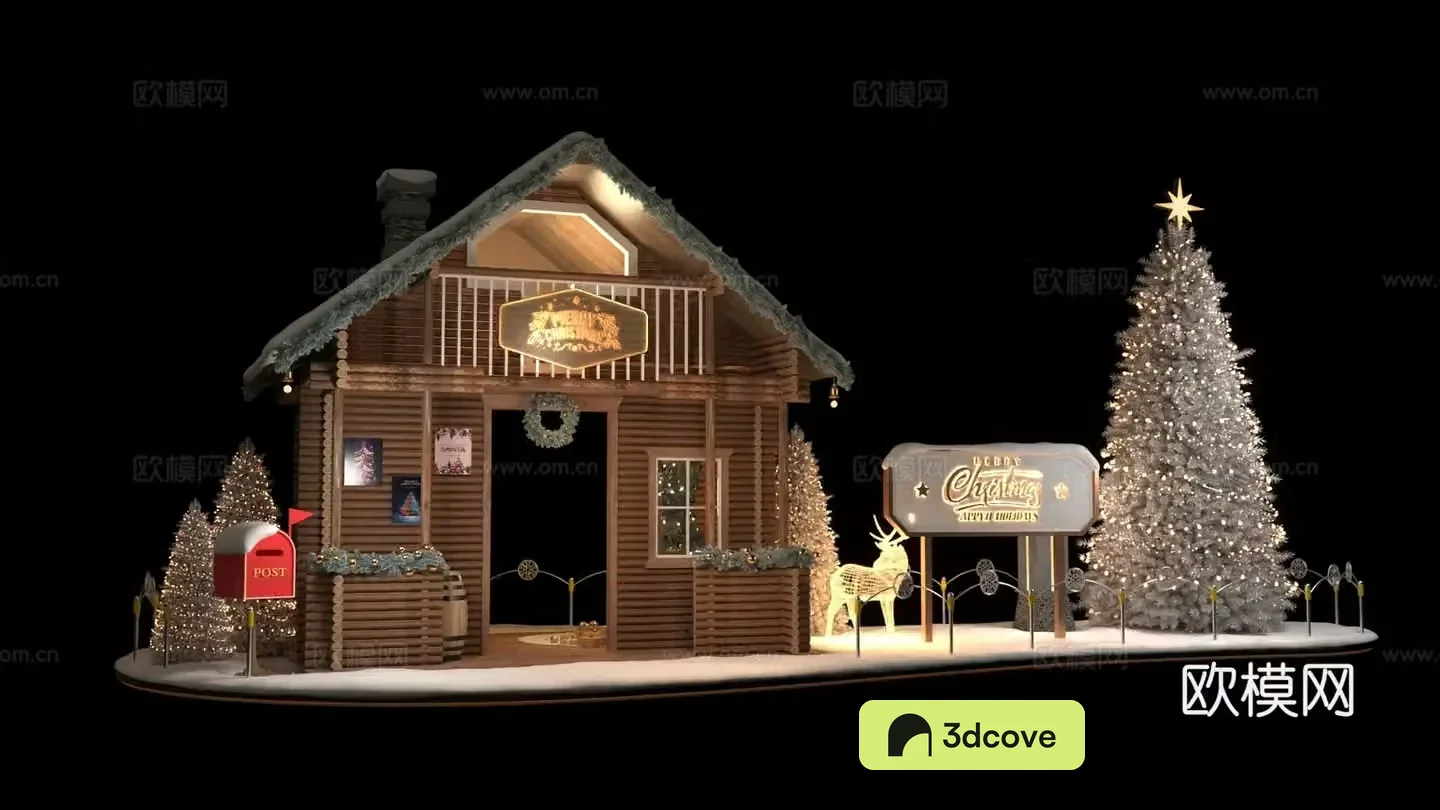 Christmas wooden house landscaping decoration beauty DP check-in point