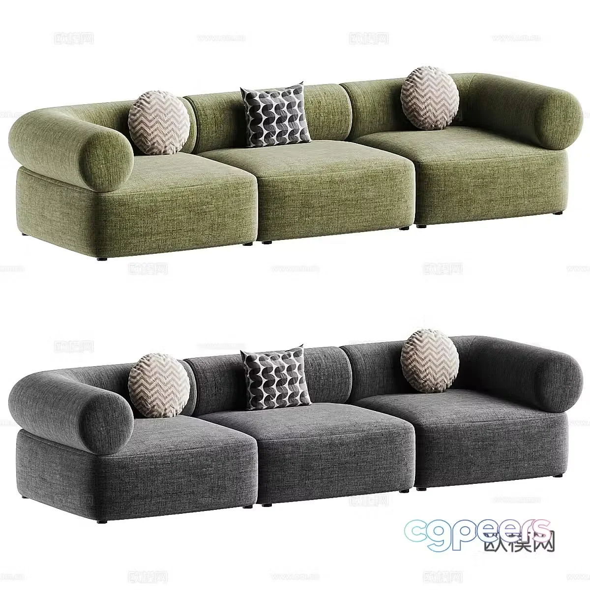 Modern cream style casual sofa 3d model