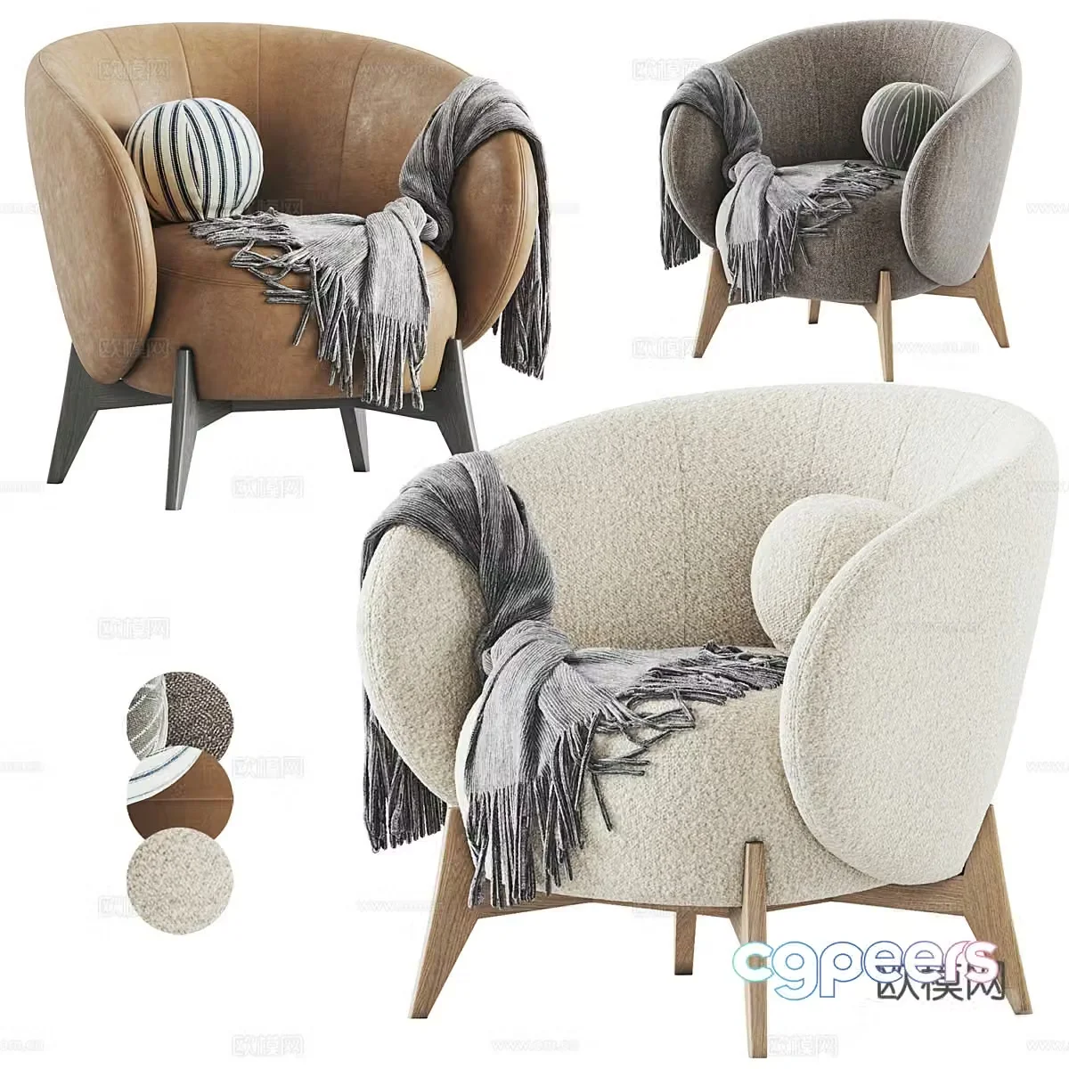 Modern Creamy Tilar Armchair 3d Model