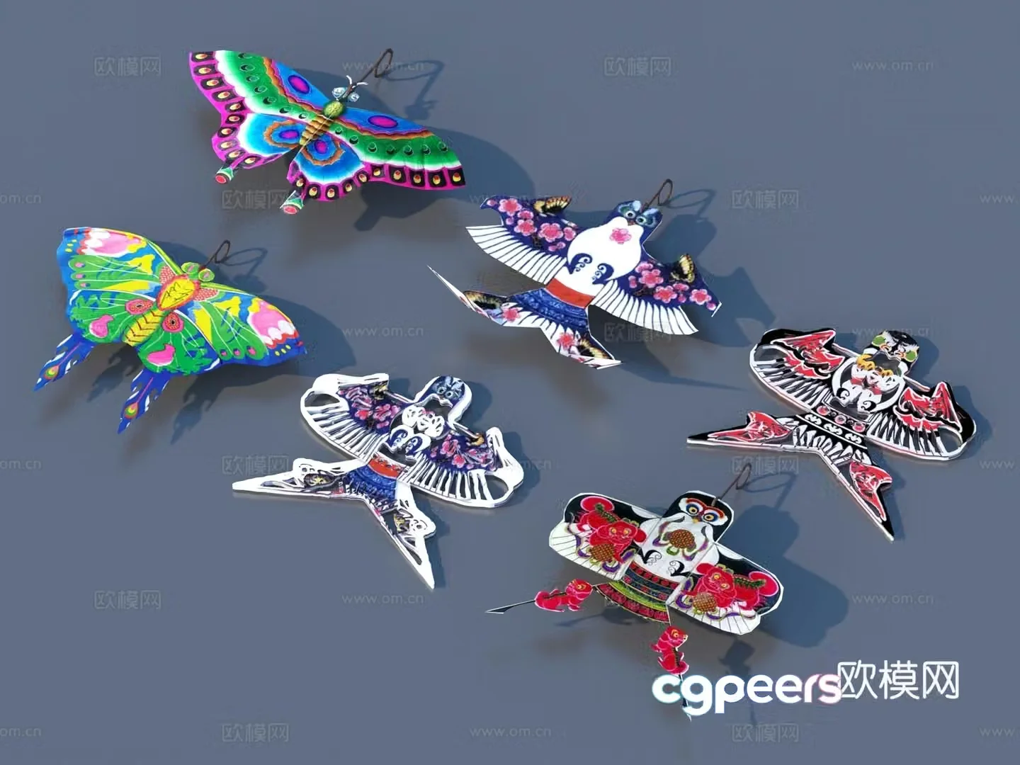 Kite toys ornaments decorative 3d model