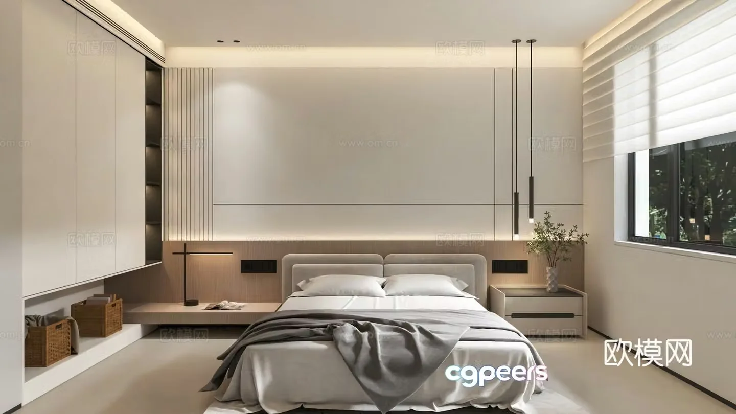 Modern minimalist bedroom 3d model