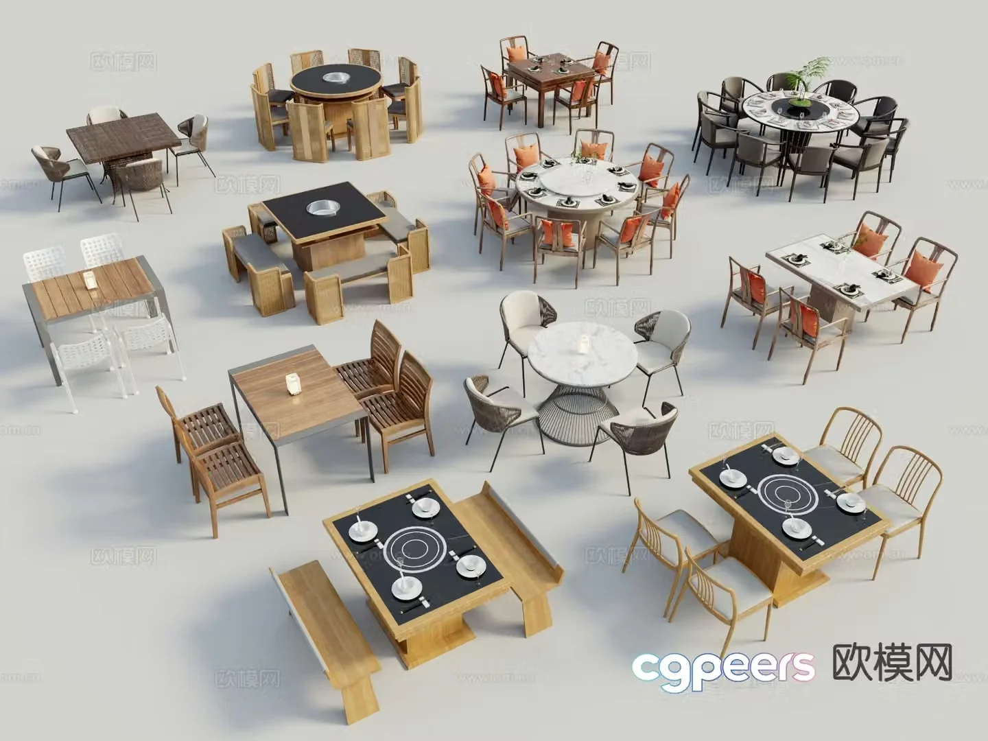Modern dining table and chairs 3d model