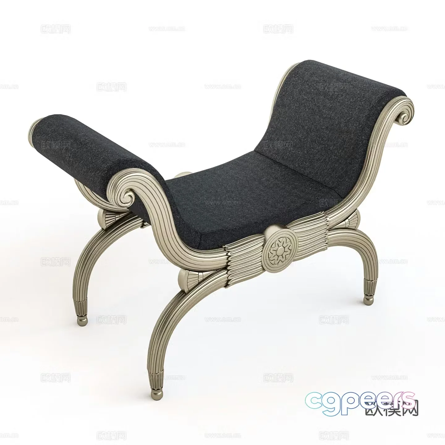 European stool 3D model of bed stool