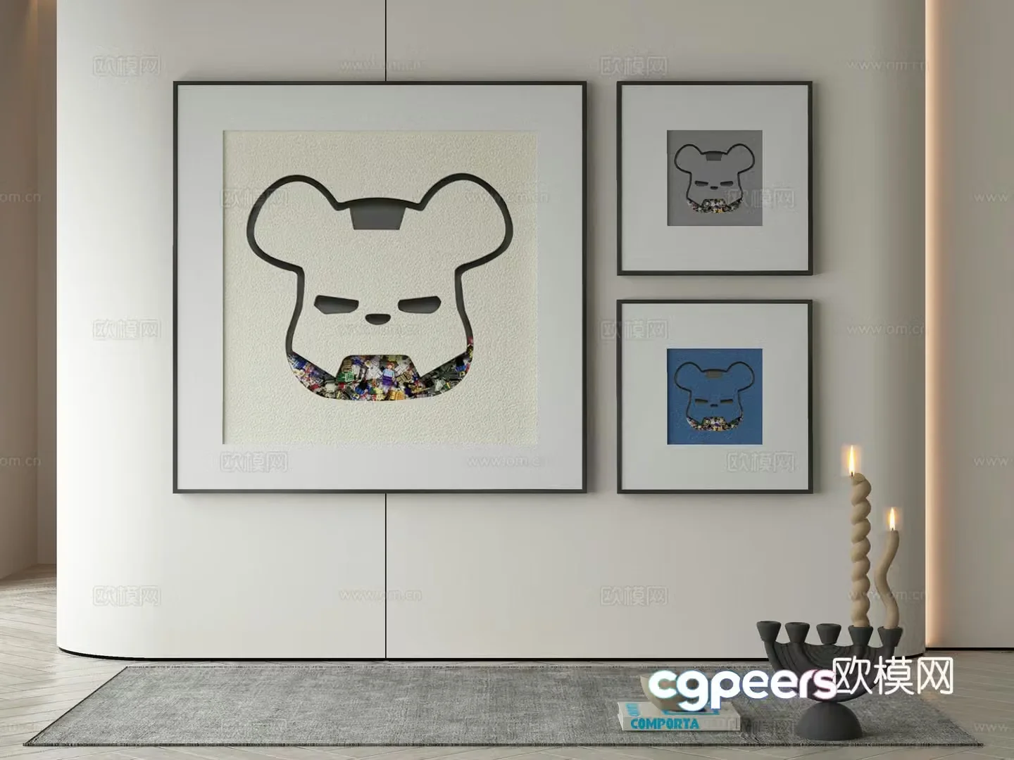 Modern decorative painting cartoon hanging painting 3d model