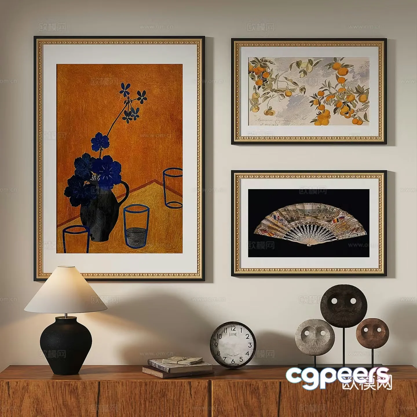 French retro European classical medieval decorative painting 3d model