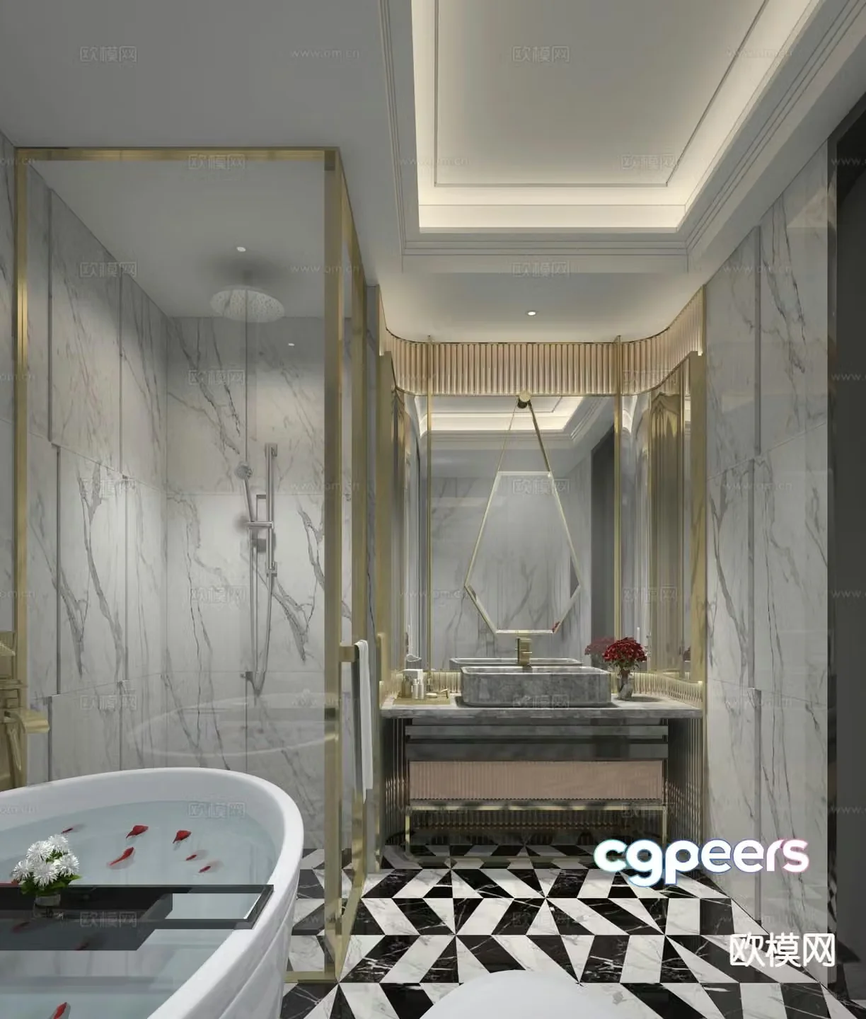 European style bathroom bathroom toilet 3d model